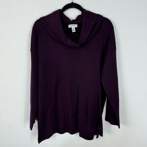 Calvin Klein Purple Plum Cowl Turtleneck Knit Sweater Winter